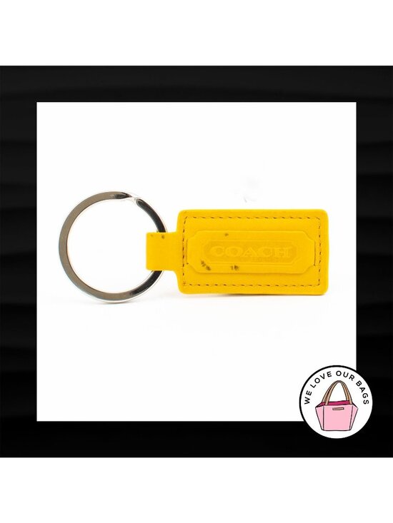 Coach Accessories - Y2K VINTAGE Rare COACH Yellow Leather Nickel Key Fob Bag Charm Keychain Hang Tag